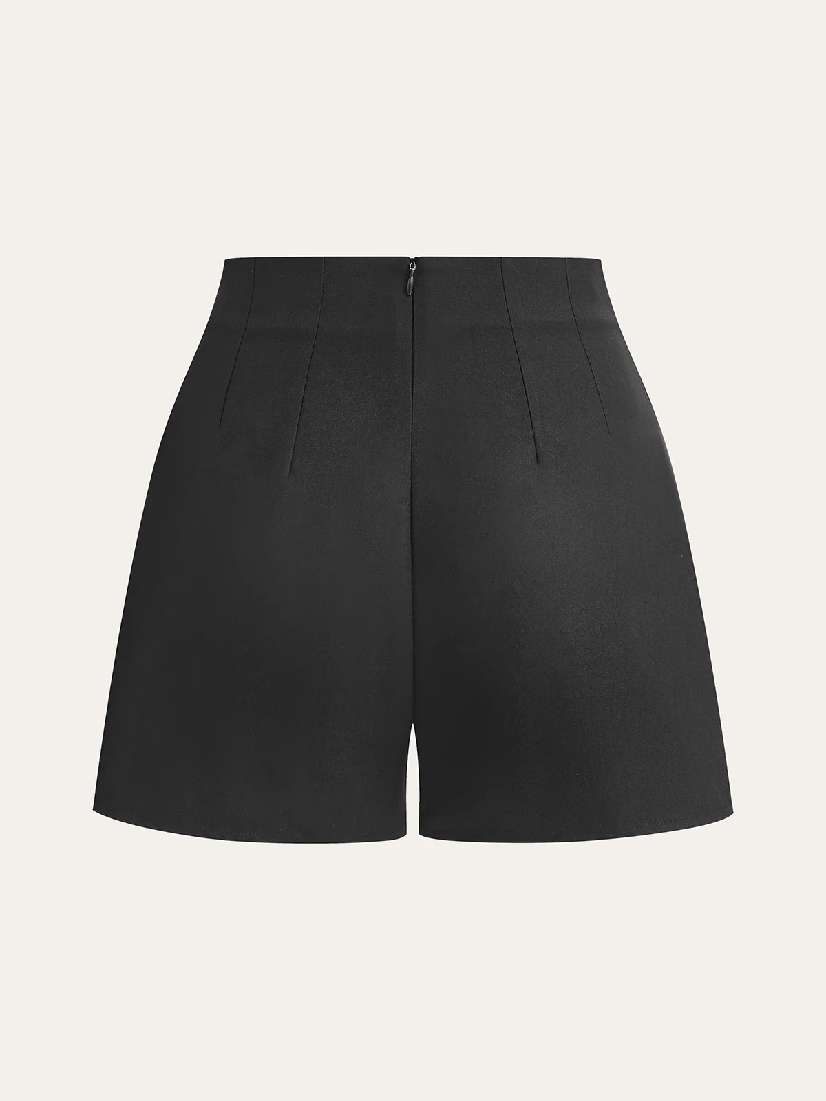 High-Waisted Pleated Shorts with Metal Button - Takermore