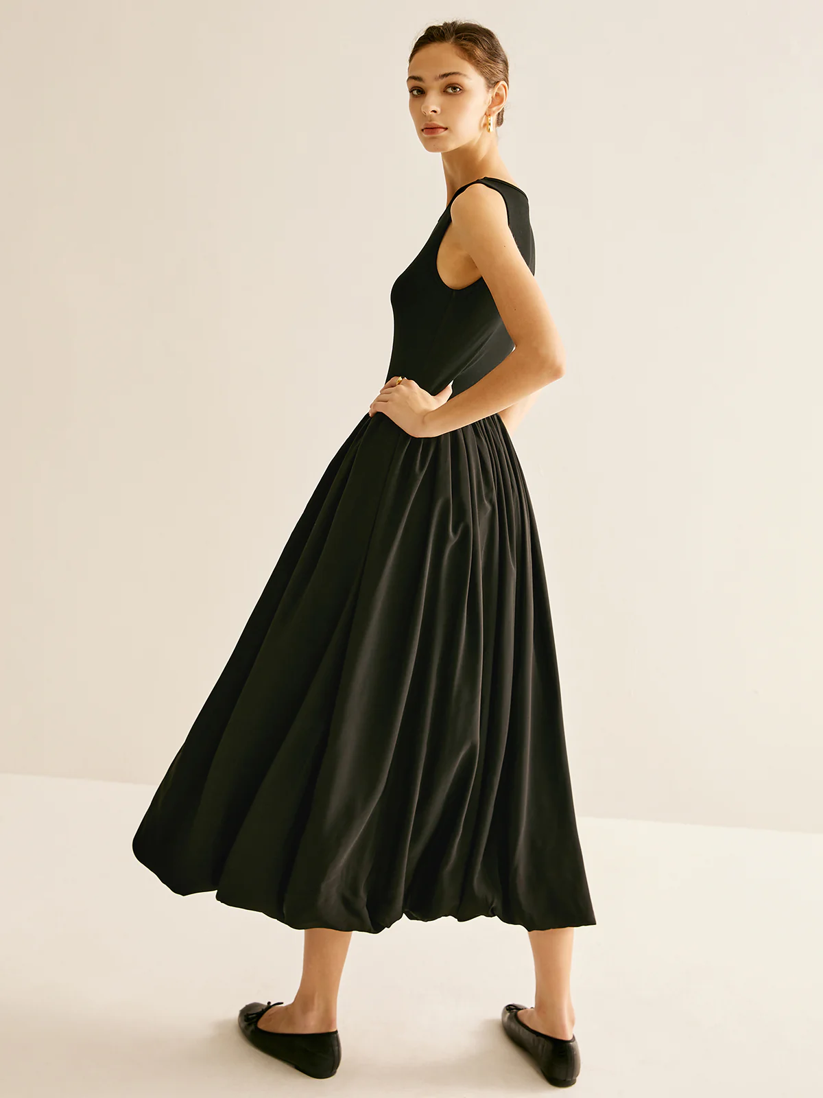 Panel Pleated Jersey Tank Dress - Takermore