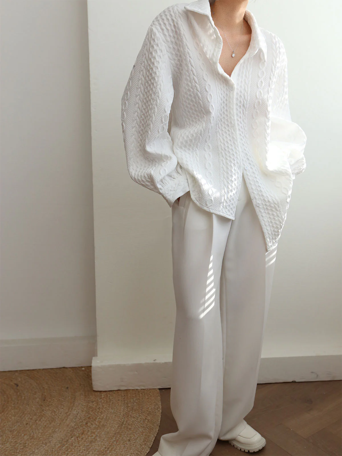 Cable Knit Oversized Shirt - Takermore