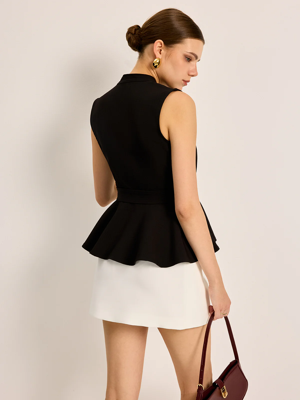 Belted V-Neck Sleeveless Top - Takermore