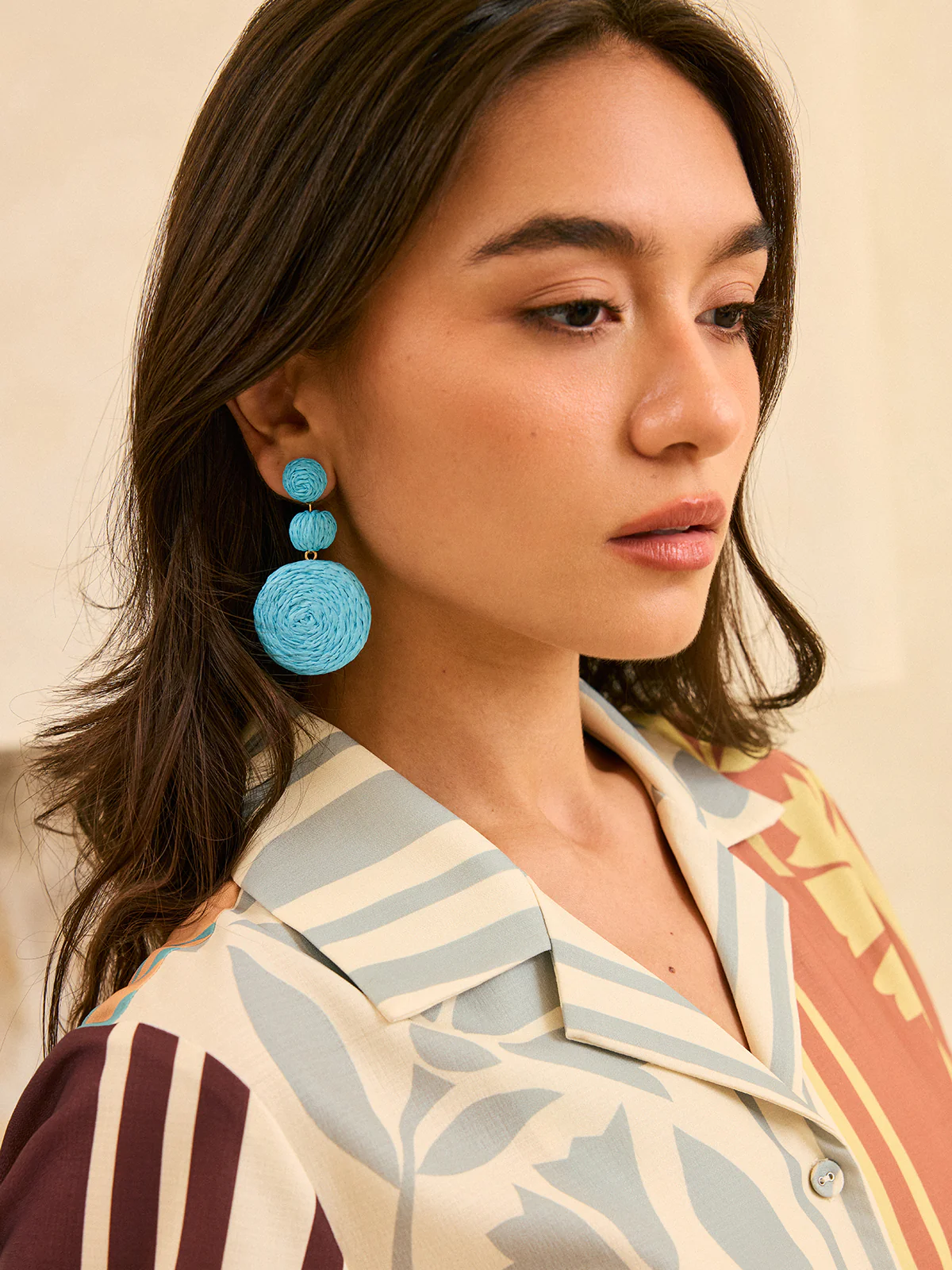 Triple Circle Raffia Drop Earrings - Takermore