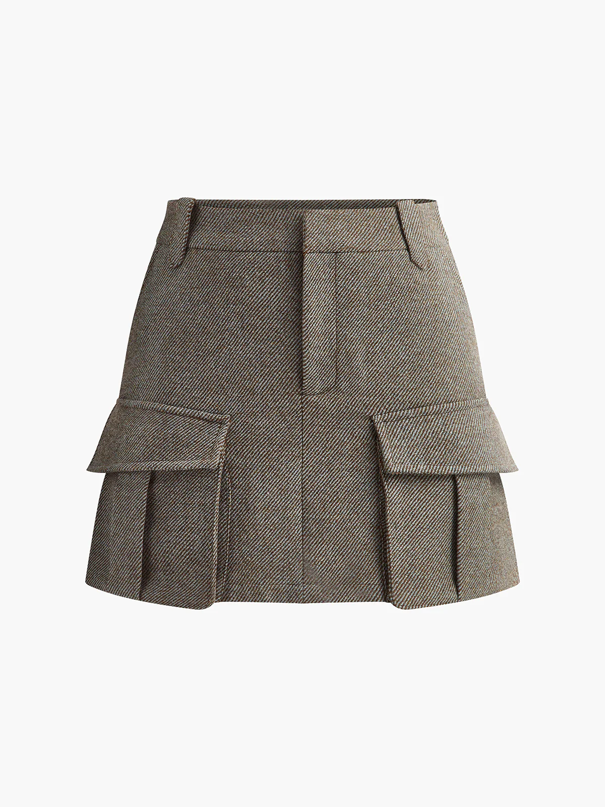 Wool-Blend Cargo Pockets Skirt - Takermore