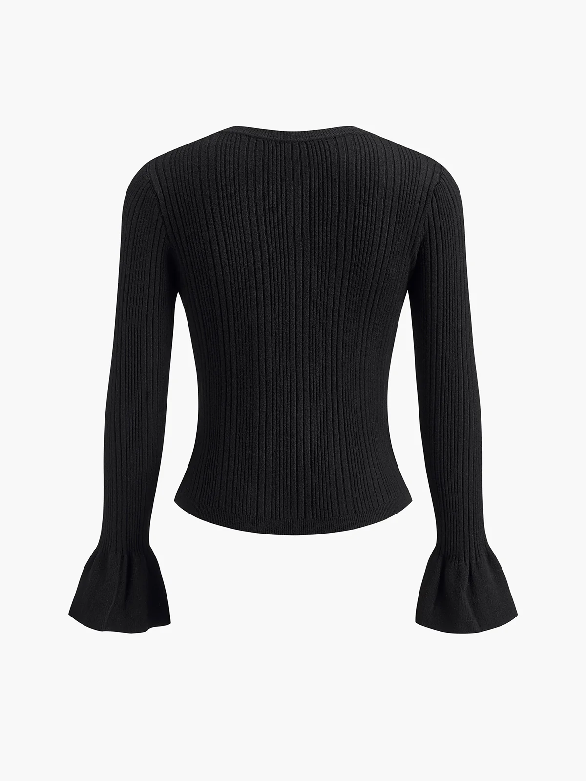 Pearl Decor Ruffle-Cuff Knit Top - Takermore