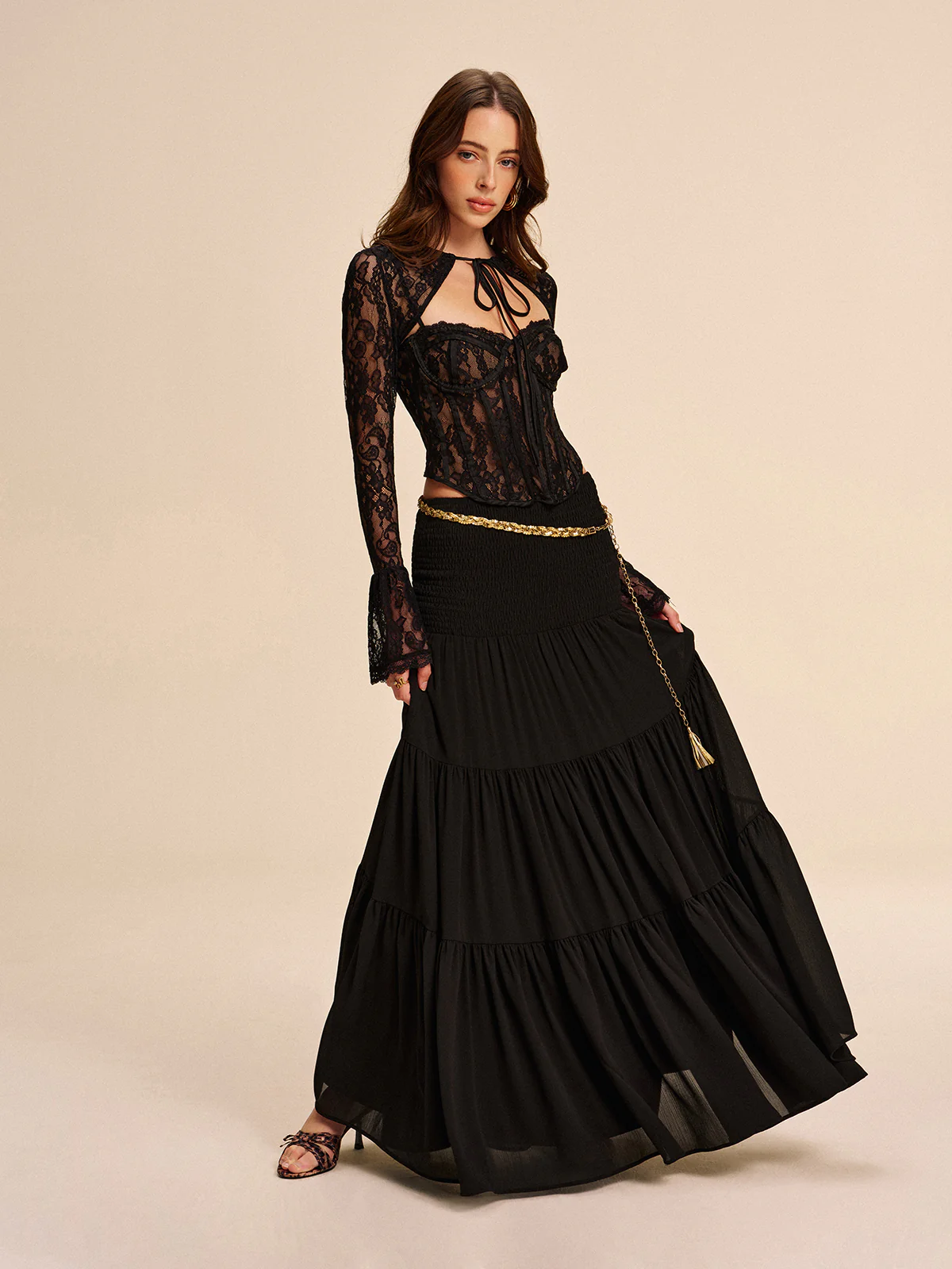 Semi-Sheer Chiffon Skirt Without Belt - Takermore