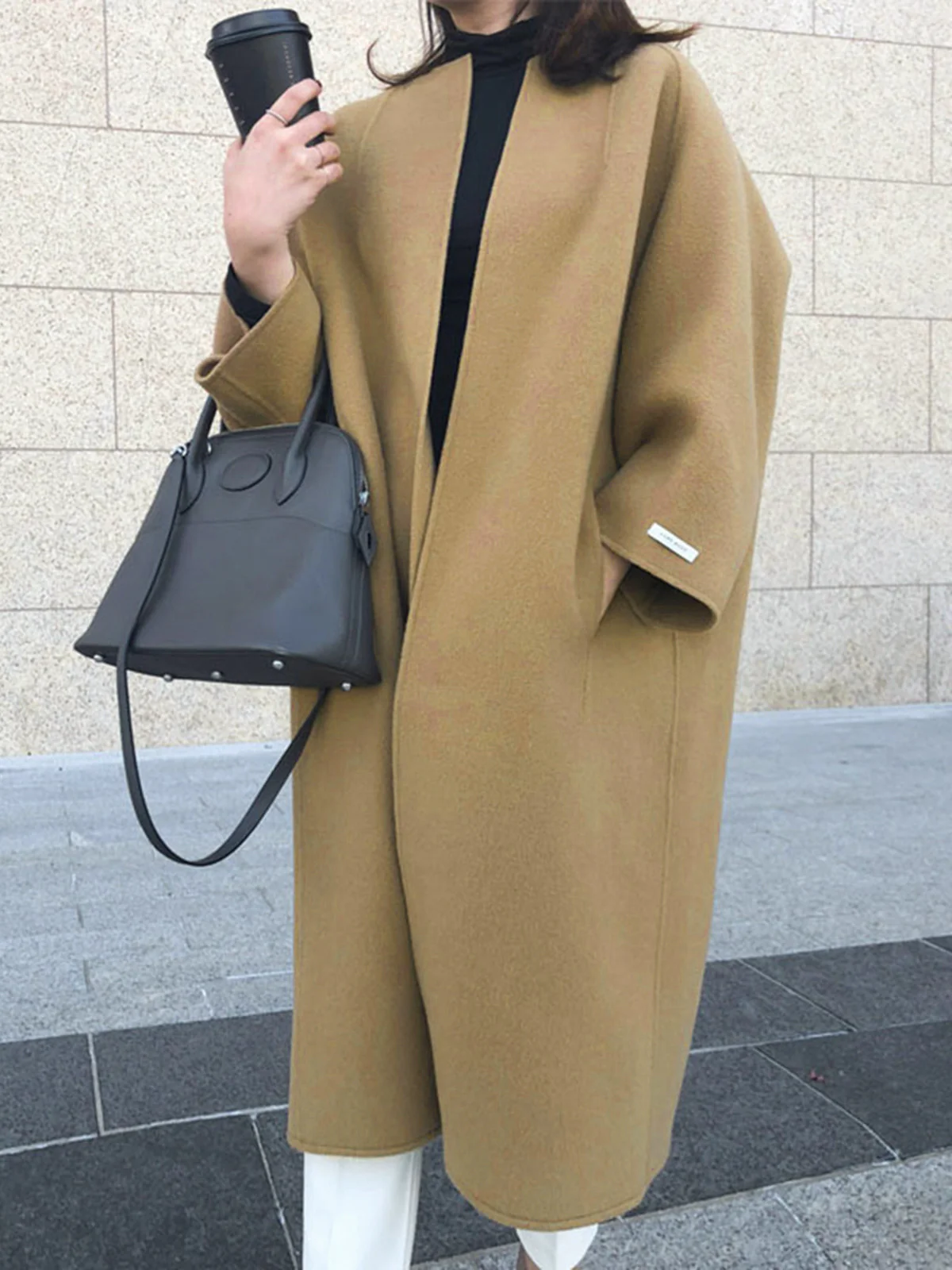 Minimalist Oversized Wool Long Coat - Takermore