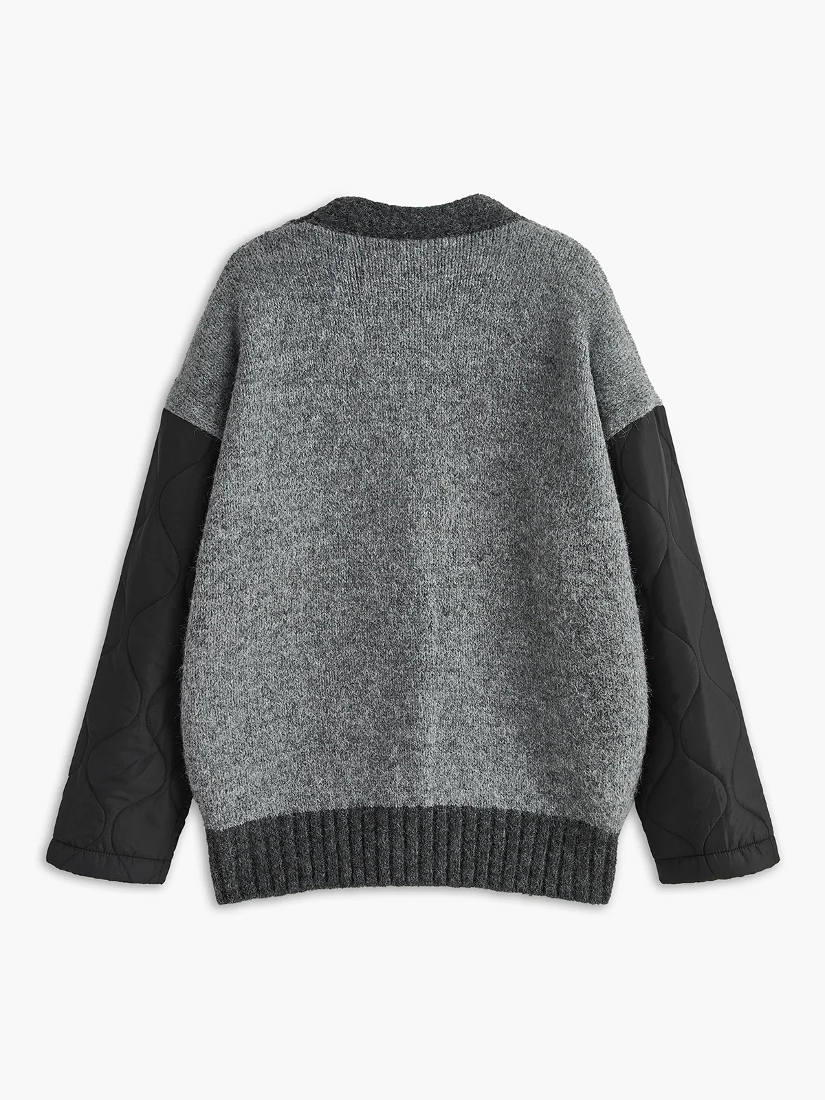 V-Neck Panel Pockets Knit Outerwear - Takermore