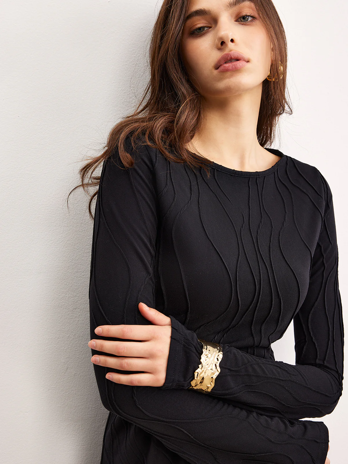 Plain Piping Jersey Dress - Takermore