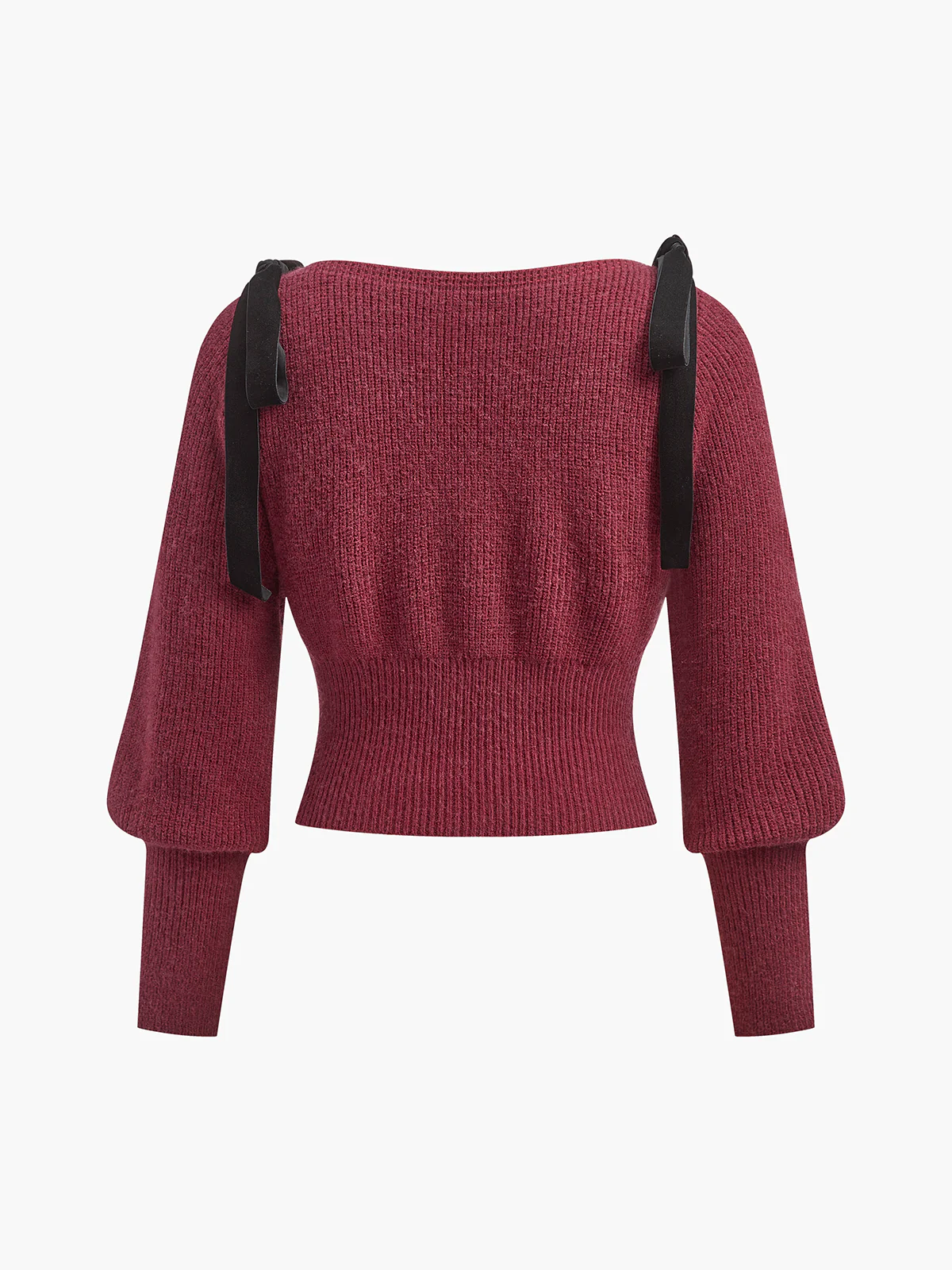 Contrast Bow Cinched Waist Sweater - Takermore