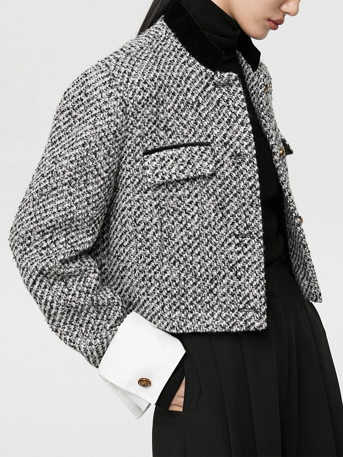 Tweed Boucle Crop Blazer - Takermore