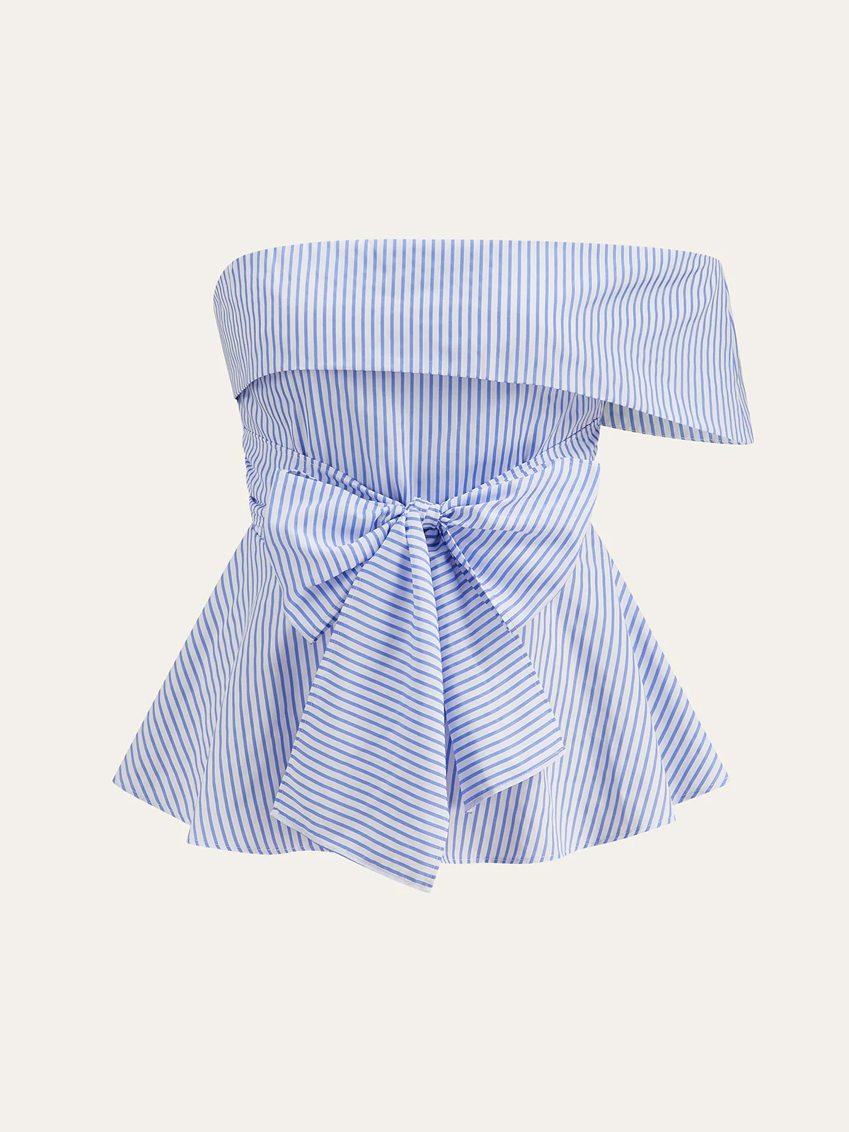 Off-Shoulder Striped Bow Tie Top - Takermore