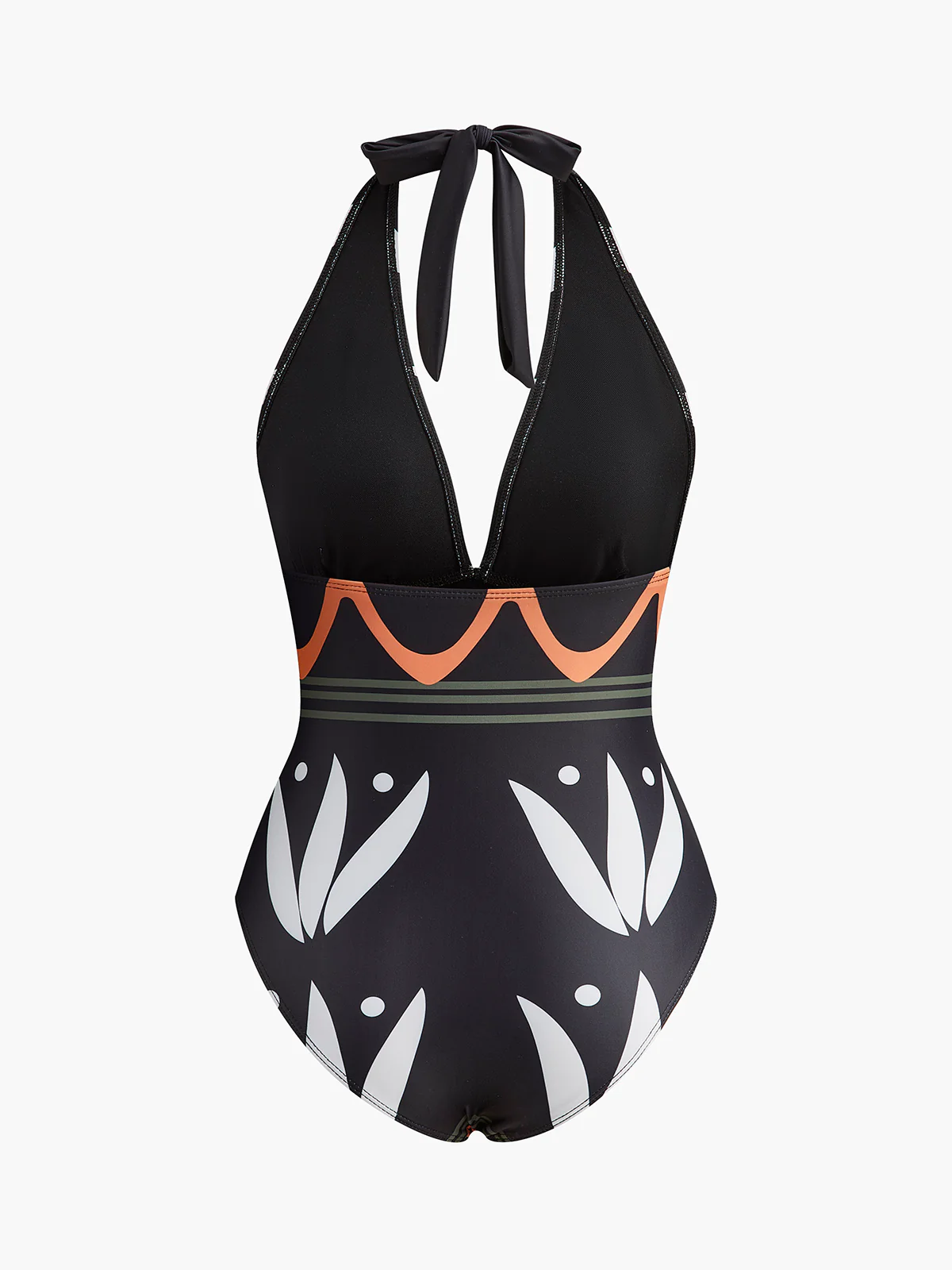 Halter Neck Geometric Print Swimsuit - Takermore