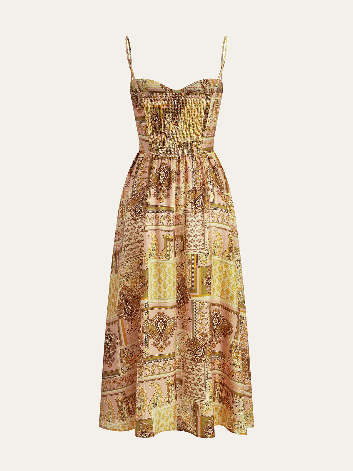 Paisley Print Spaghetti Strap Midi Dress - Takermore