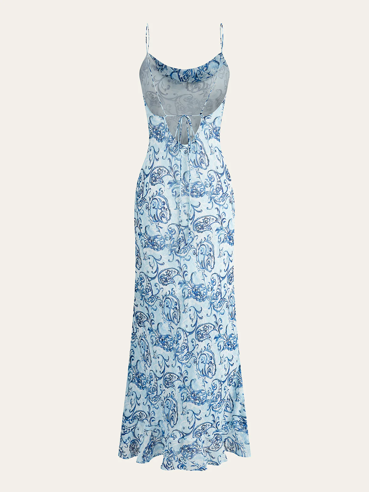 Paisley Print Backless Maxi Dress - Takermore
