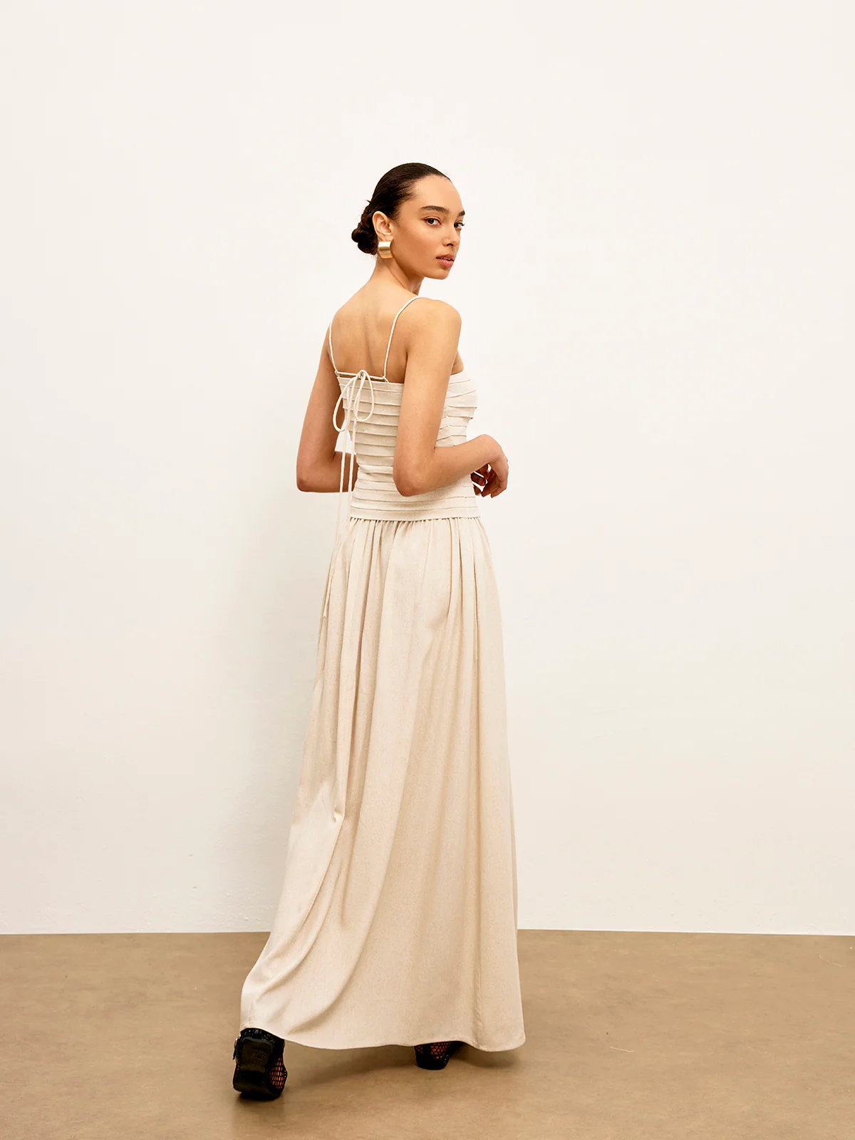 Ruched Tie-Back Cami Dress - Takermore