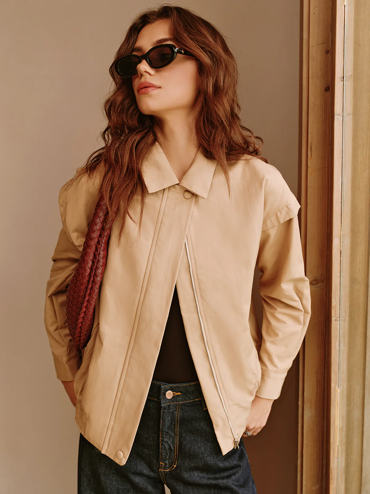 Button Zipper Polo Jacket - Takermore