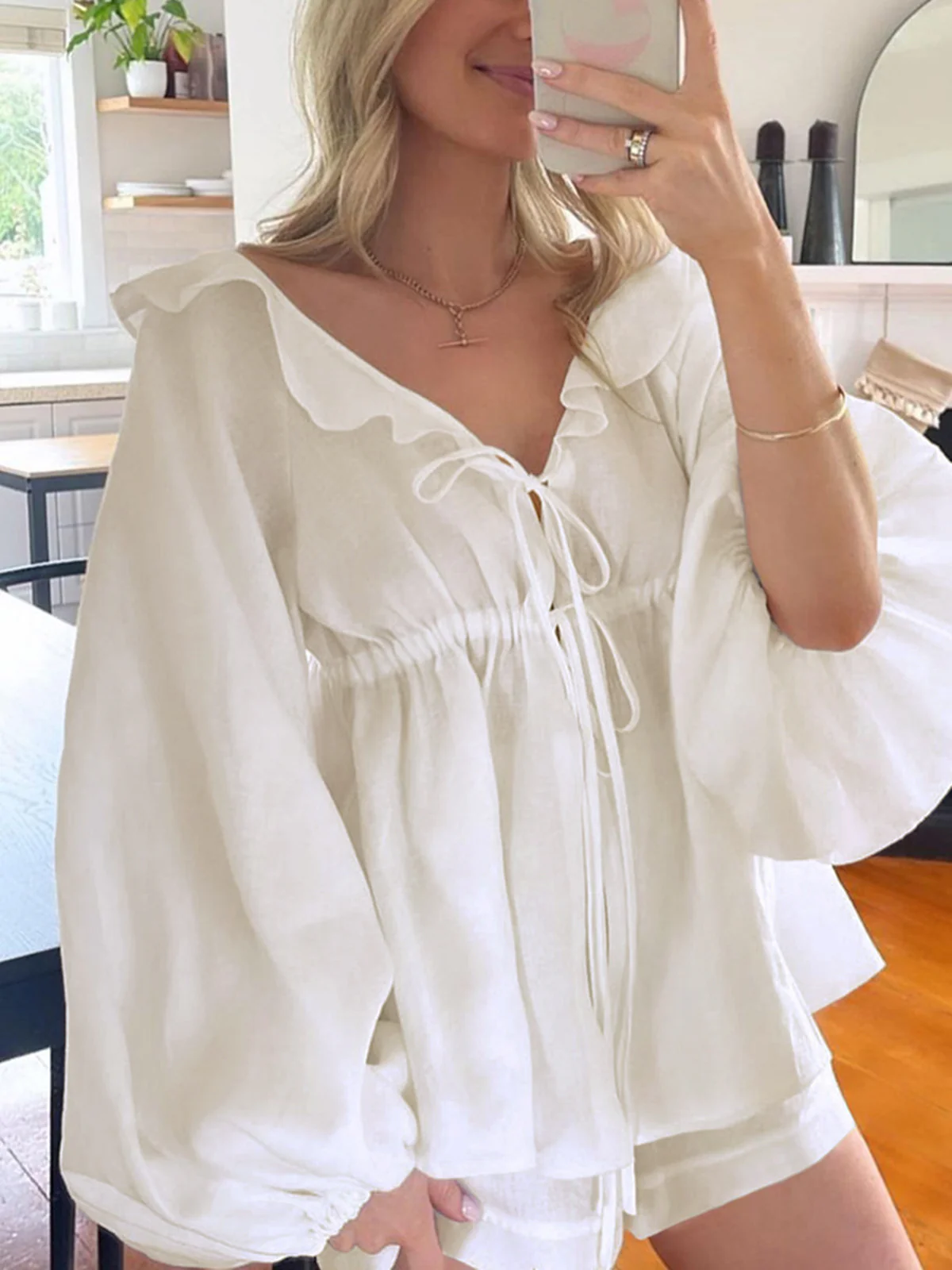 Cotton & Linen Cowgirl Melody Two Piece Shorts Set - Takermore