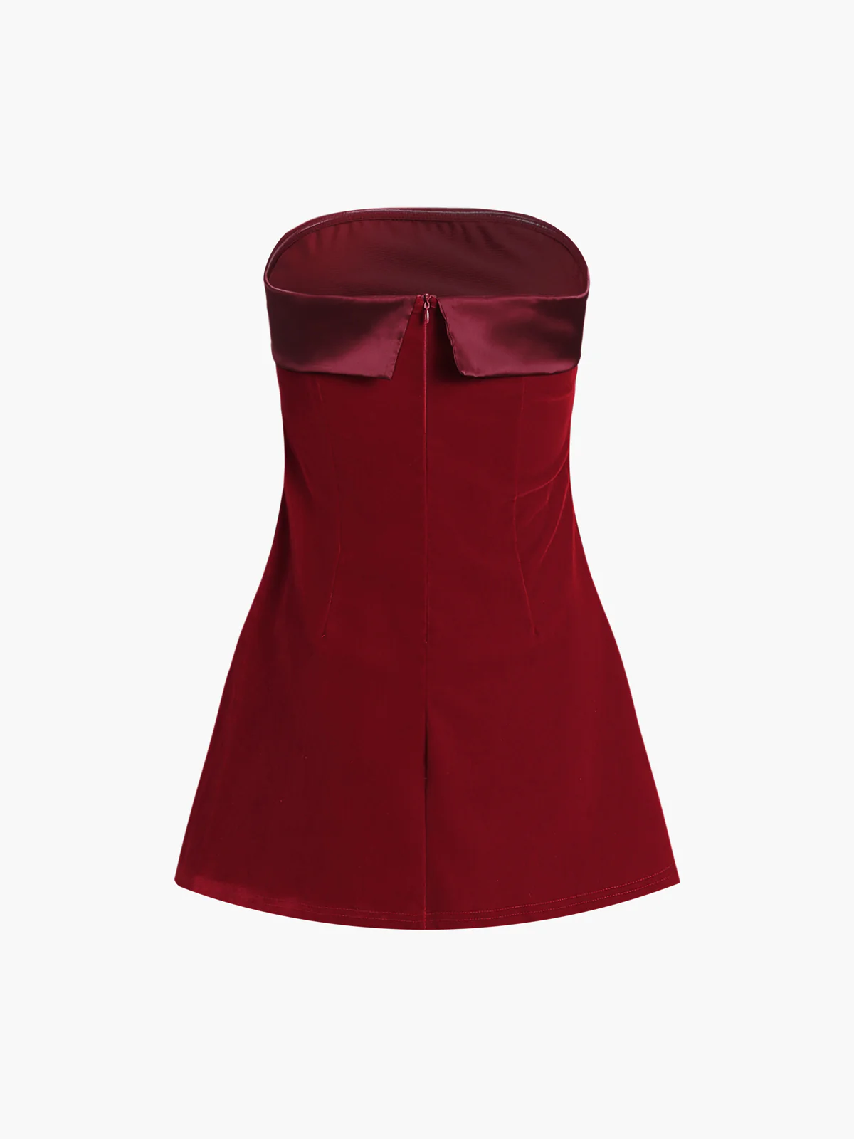 Satin Velvet Strapless Short Dress - Takermore