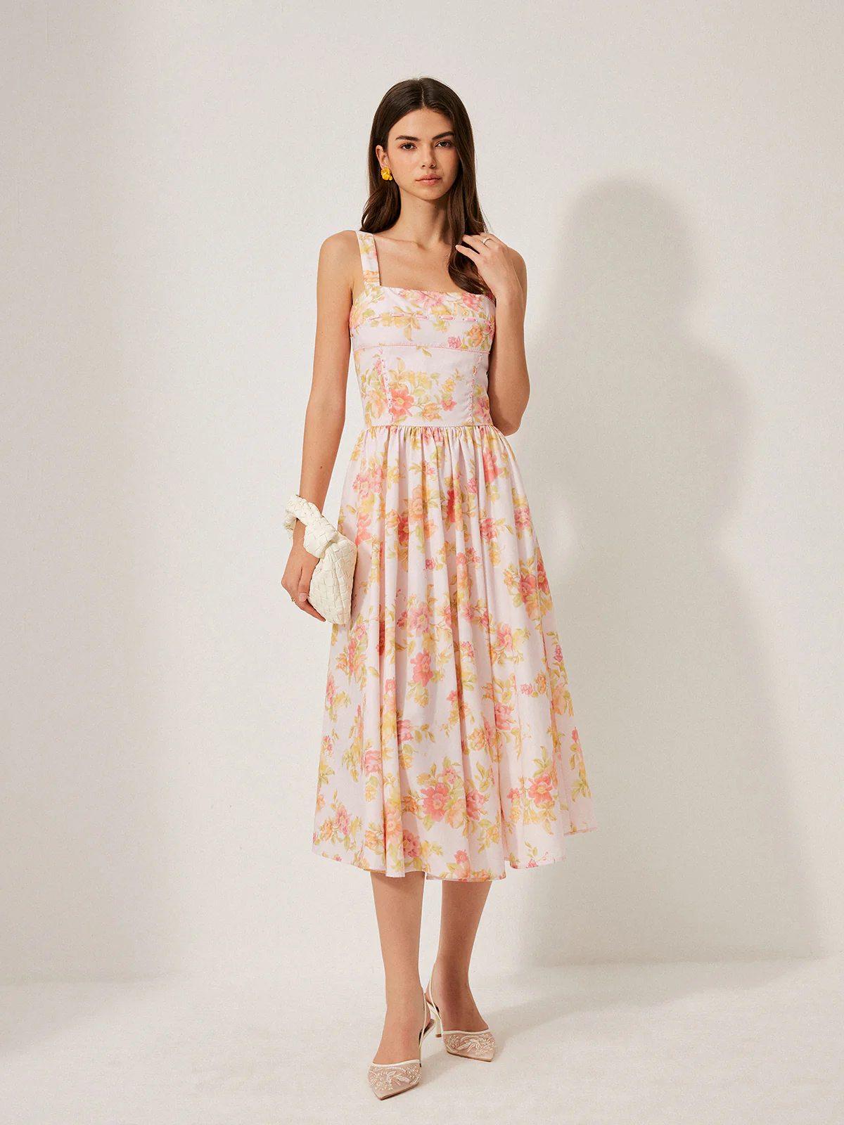 Floral Print A-Line Dress - Takermore