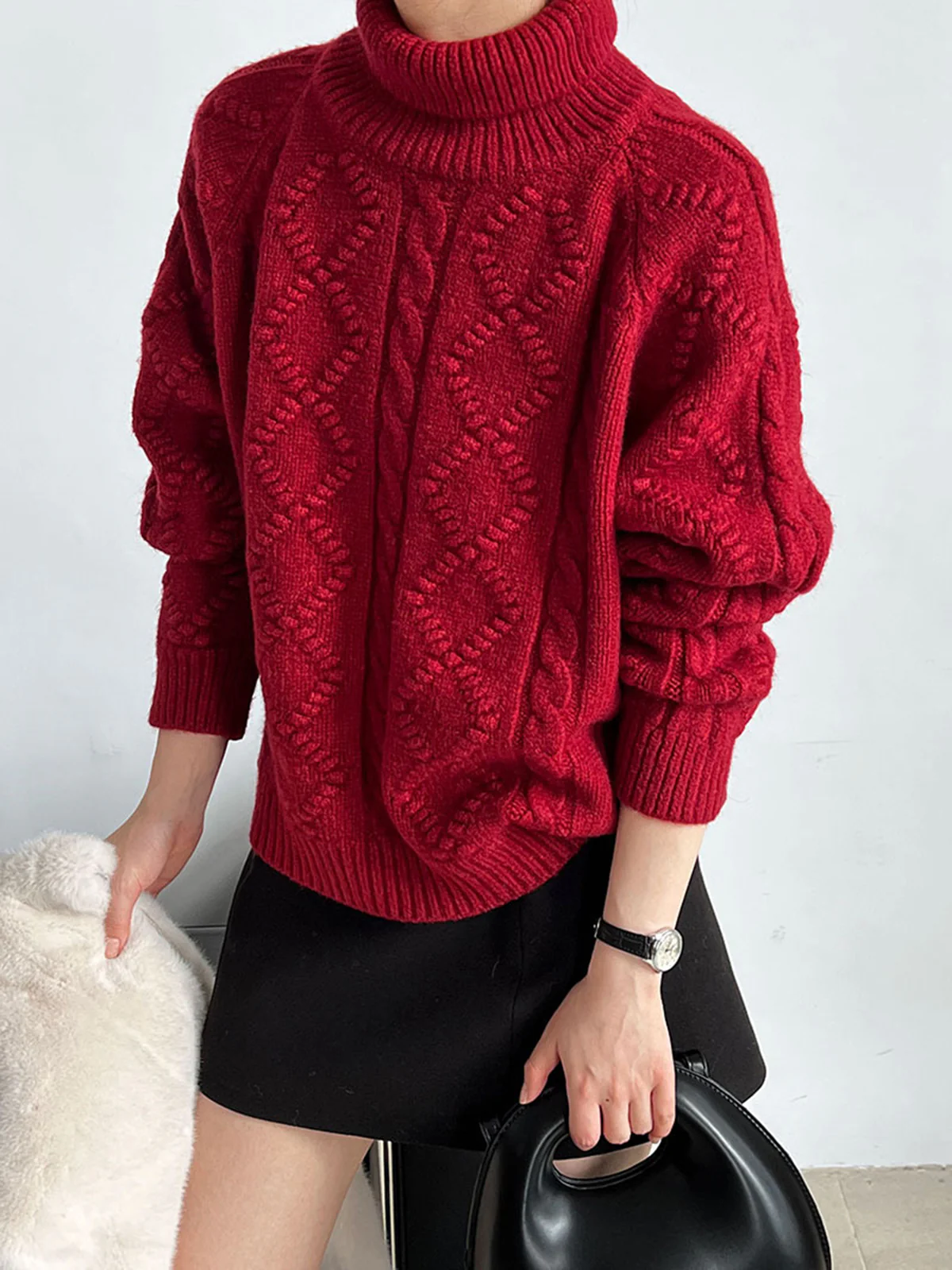 Casual Turtleneck Twist Sweater - Takermore