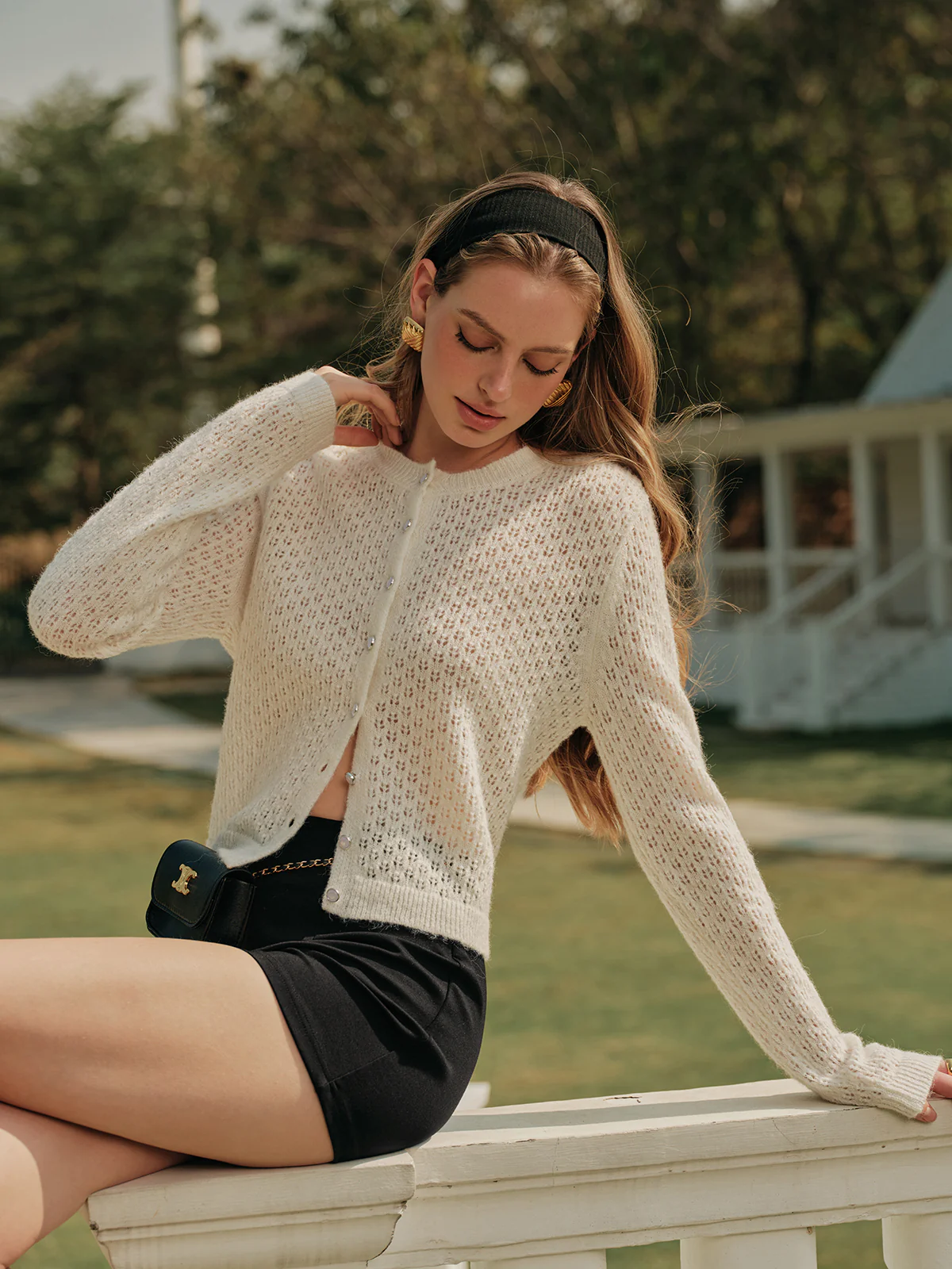 Button-Front Crochet Cardigan - Takermore